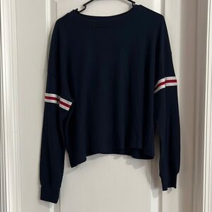 Hollister Blue and Red Jersey Sporty Knit Top
